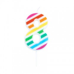 CANDELINA NUMERO 8  MULTICOLOR STRIPES 10,5cm