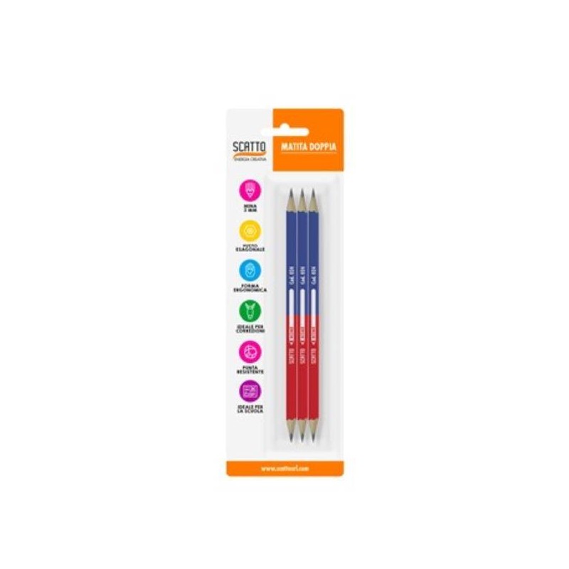 MATITA ROSSA E BLU MINA 3mm 3pz