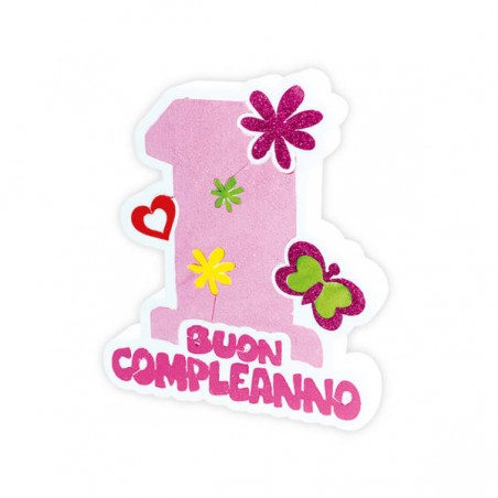 SCRITTA IN POLISTIROLO PRIMO COMPLEANNO ONE PINK 25x29x5cm