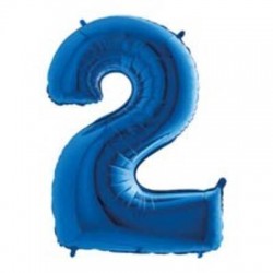PALLONE NUMERO 2 MYLAR 102cm 40 BLU