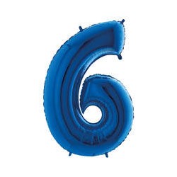 PALLONE NUMERO 6 MYLAR 102cm 40 BLU