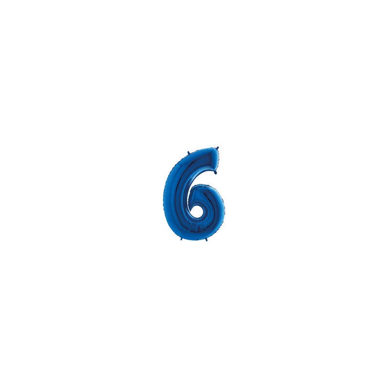 PALLONE NUMERO 6 MYLAR 102cm 40 BLU