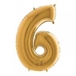 PALLONE NUMERO 6 MYLAR 102cm 40 ORO