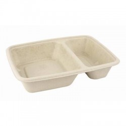 VASCHETTA POLPA RETTANGOLARE 2 SCOMP. 16x23x5 550/250ml BIO COMPOSTABILE 75pz