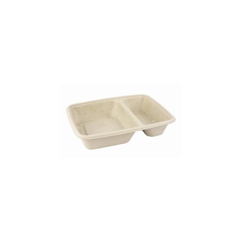 VASCHETTA POLPA RETTANGOLARE 2 SCOMP. 16x23x5 550/250ml BIO COMPOSTABILE 75pz