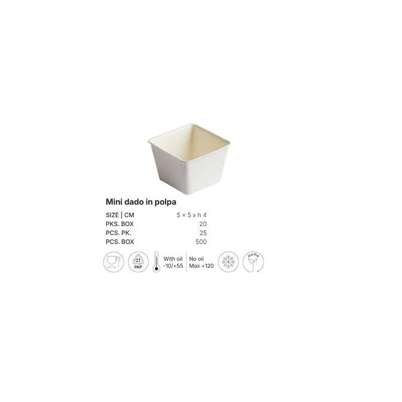 CIOTOLA MINI DADO IN POLPA 5x5x4cm 25pz