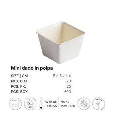 CIOTOLA MINI DADO IN POLPA 5x5x4cm 25pz