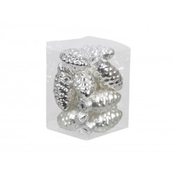 PIGNE VETRO ø60mm ARGENTO MIX 12pz