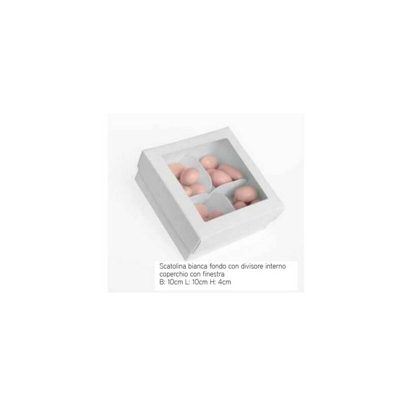 SCATOLA C/DIVISORE 4 SCOMP. 10x10x4cm BIANCA 10pz
