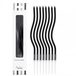 CANDELINE STELO CURLY 12,5cm NERO 8pz