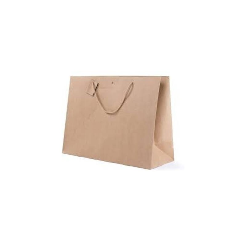 SHOPPER CARTA KRAFT CON TAG & FORO 39+15x29cm AVANA