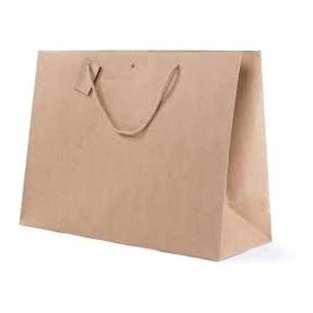 SHOPPER CARTA KRAFT CON TAG & FORO 39+15x29cm AVANA