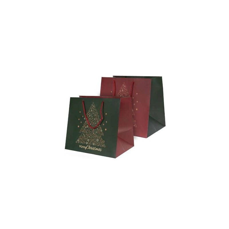 SHOPPER CARTA PLASTIFICATA OPACA ALBERO BUONE FESTE 24,5 x 24,5 x 33,5