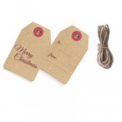 TAG CARTONCINO CHRISTMAS KRAFT C/CORDINO 5x8cm 20pz