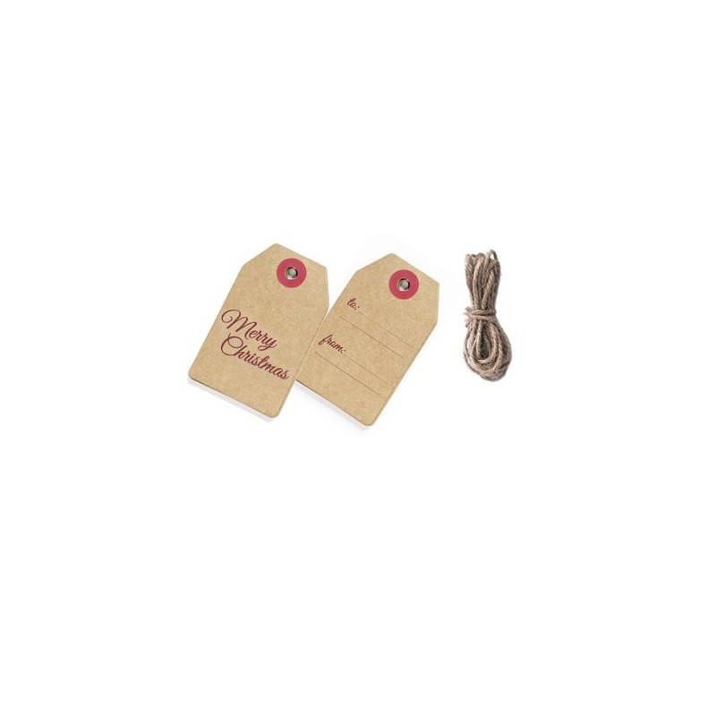 TAG CARTONCINO CHRISTMAS KRAFT C/CORDINO 5x8cm 20pz
