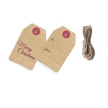 TAG CARTONCINO CHRISTMAS KRAFT C/CORDINO 5x8cm 20pz