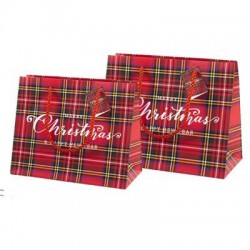 SHOPPER CARTA PLASTIFICATA OPACA MERRY CHRISTMAS SCOZZESE 39+13x29,5cm