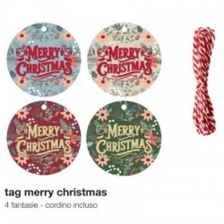 TAG TONDO ASS.TO MERRY CHRISTMAS ø5cm 20pz