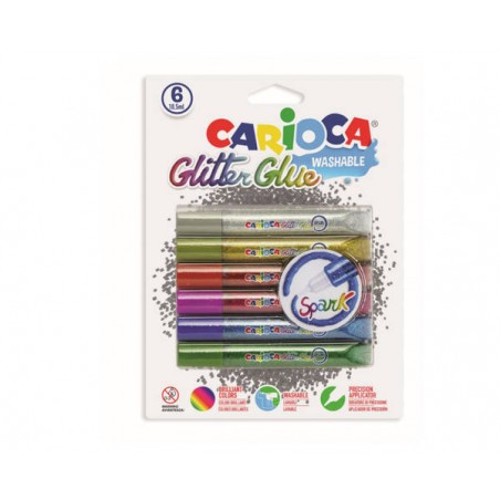 CARIOCA GLITTER GLUE PRIMARI SPARK 6pz