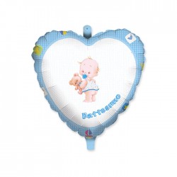 PALLONE MYLAR 18" BATTESIMO CUORE CELESTE