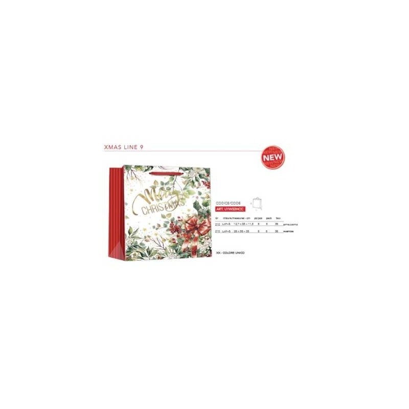 BORSA CARTA REGALO 210gr 12,7X37+11,3cm XMAS LINE9 BOTTIGLIA