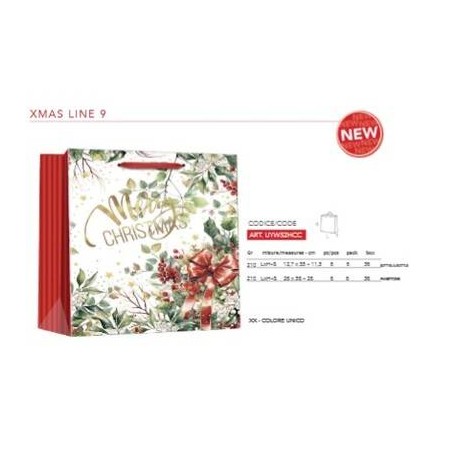 BORSA CARTA REGALO 210gr 12,7X37+11,3cm XMAS LINE9 BOTTIGLIA
