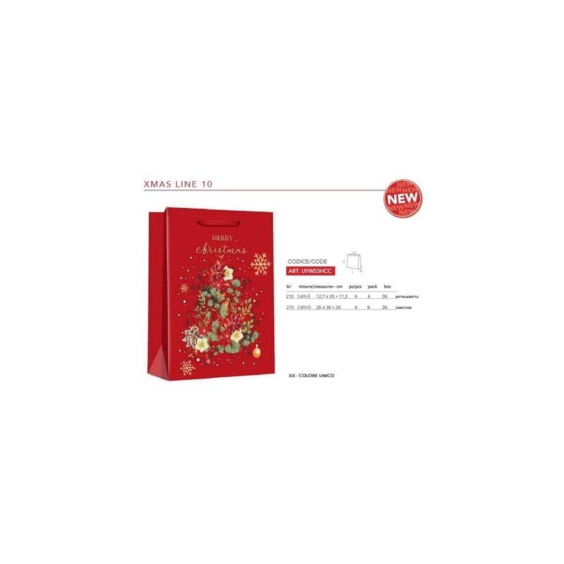 BORSA CARTA REGALO PANETTONE 210gr 26X36+26cm XMAS LINE10