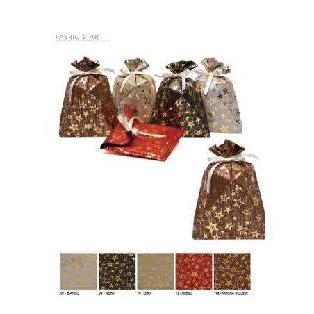 BUSTE REGALO P.P.L. 25X40 cm FABRIC STAR ASS.TO 100PZ