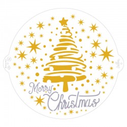 STENCIL MERRY CHRISTMAS TREE & STARS ø25cm