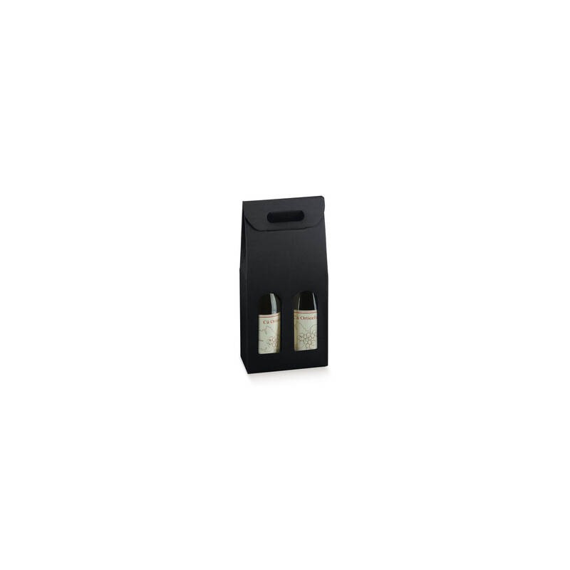 SCATOLA 2 BOTTIGLIE 18x9x38,5 KRAFT NERO