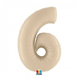 PALLONE NUMERO 6 MYLAR 102cm 40 CREMA