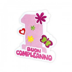 SCRITTA IN POLISTIROLO PRIMO COMPLEANNO ONE PINK 25x29x5cm