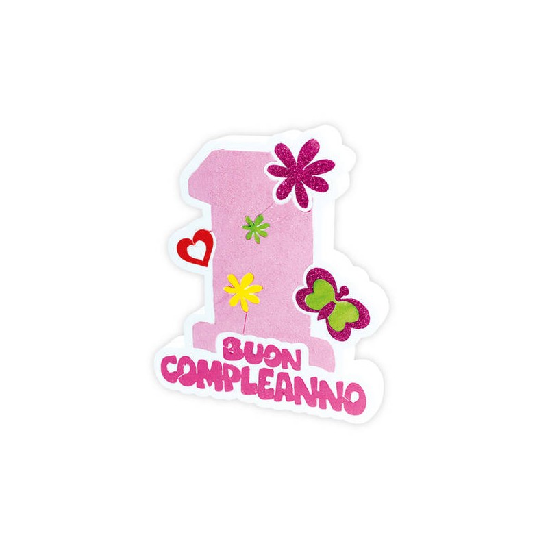 SCRITTA IN POLISTIROLO PRIMO COMPLEANNO ONE PINK 25x29x5cm