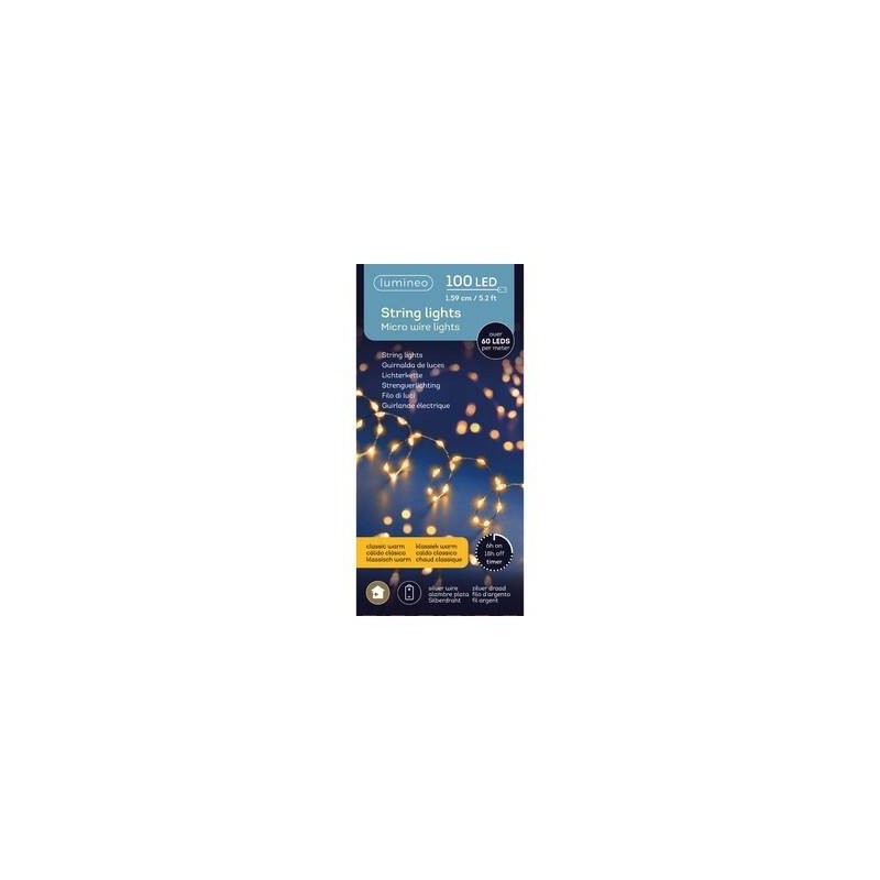 MICRO LED 100 LUCI 1,59mt FILO ARGENTO - CALDO CLASSICO INTERNO