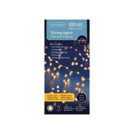 MICRO LED 100 LUCI 1,59mt FILO ARGENTO - CALDO CLASSICO INTERNO