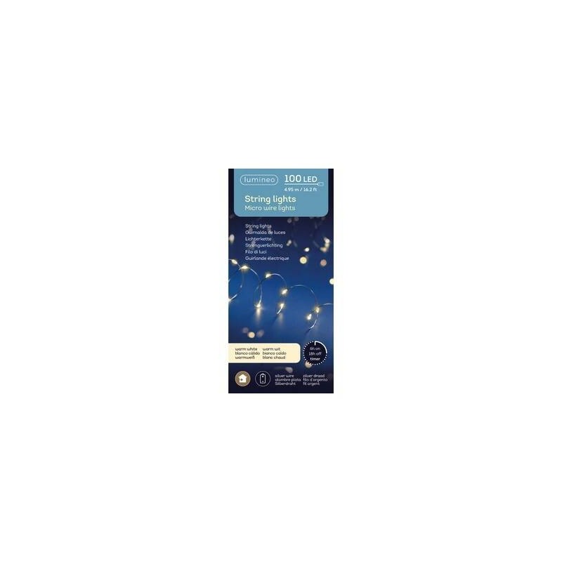 MICRO LED 100 LUCI 4,95mt FILO ARGENTO - LUCE CALDA INTERNO