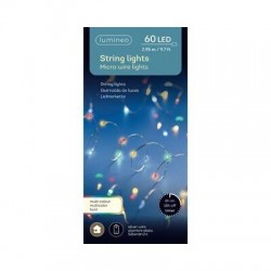 MICROLED 60 LUCI 2.95mt FILO ARGENTO- LUCE MULTICOLORE INTERNO