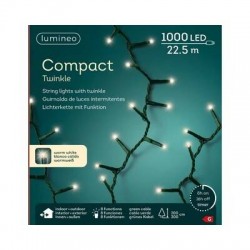 LED COMPACT 1000 LUCI 22,5mt INTERMITTENTI FILO VERDE INT/EST LUCI BIANCO CALDO