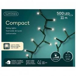 LED COMPACT 500 LUCI 11mt FILO VERDE INTERNO/ESTERNO BIANCO CALDO