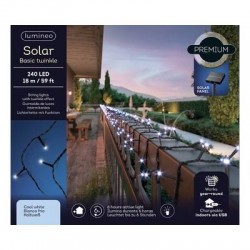 LUCI SOLARI BASIC 1800cm 240 LED  8 FUNZIONI TWINKLE FILO NERO LUCE FREDDA