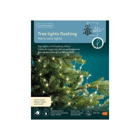 MICROLED A PIRAMIDE ALBERO FLASHING EFFECT 210cm  - FILO ARGENTO LUCE CALDA