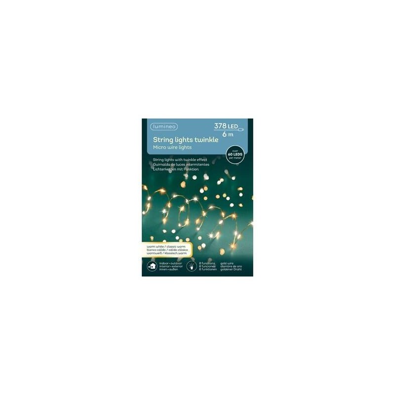 MICRO LED CON SPINA 600cm 8 FUNZIONI TWINKLE 378 LED LUCE BIANCO CALDO E CLASSICO ESTERNO