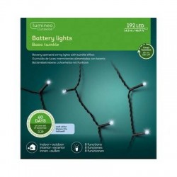 LED BASIC LIGHT 8 FUNZIONI TWINKLE 14,3mt - FILO NERO LUCE CALDA ESTERNO