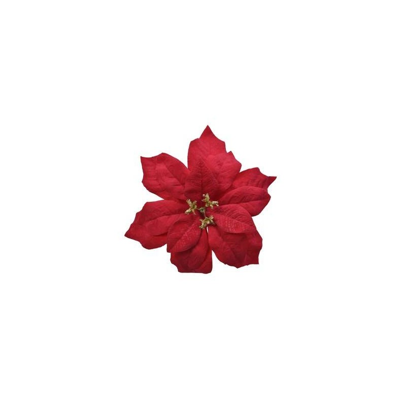 POINSETTIA C/CLIP ø16cm VELLUTO ROSSO 1pz