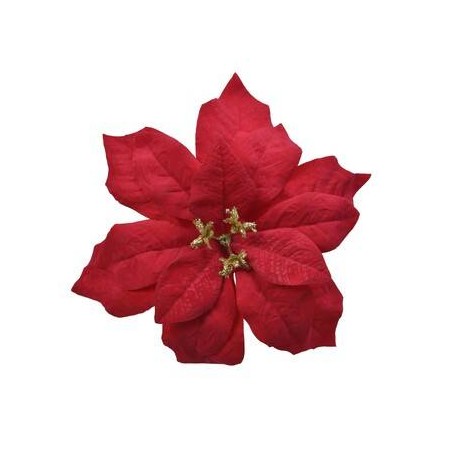 POINSETTIA C/CLIP ø16cm VELLUTO ROSSO 1pz
