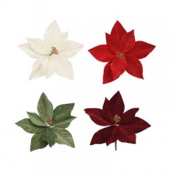 POINSETTIA IN POLIESTERE VELLUTATA ø25cm COLORI ASS.TI 1pz
