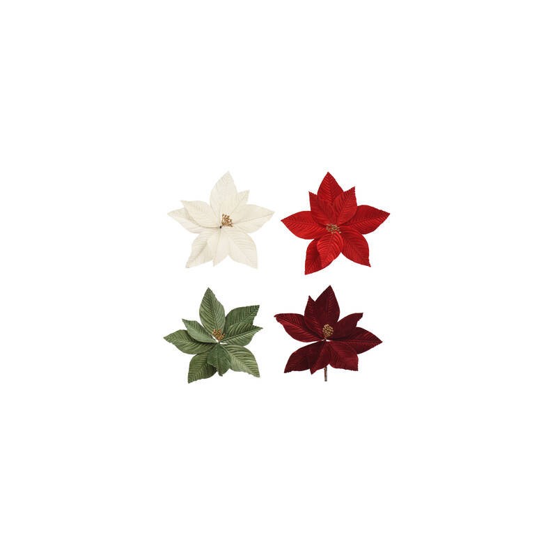 POINSETTIA IN POLIESTERE VELLUTATA ø25cm COLORI ASS.TI 1pz