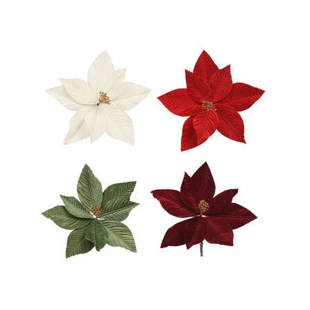 POINSETTIA IN POLIESTERE VELLUTATA ø25cm COLORI ASS.TI 1pz