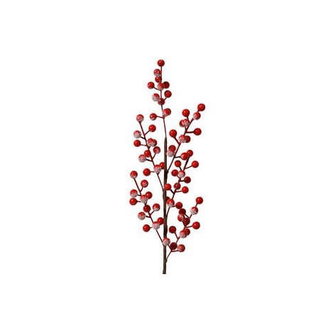 RAMO DI BECCHE ROSSE INNEVATO H.58cm
