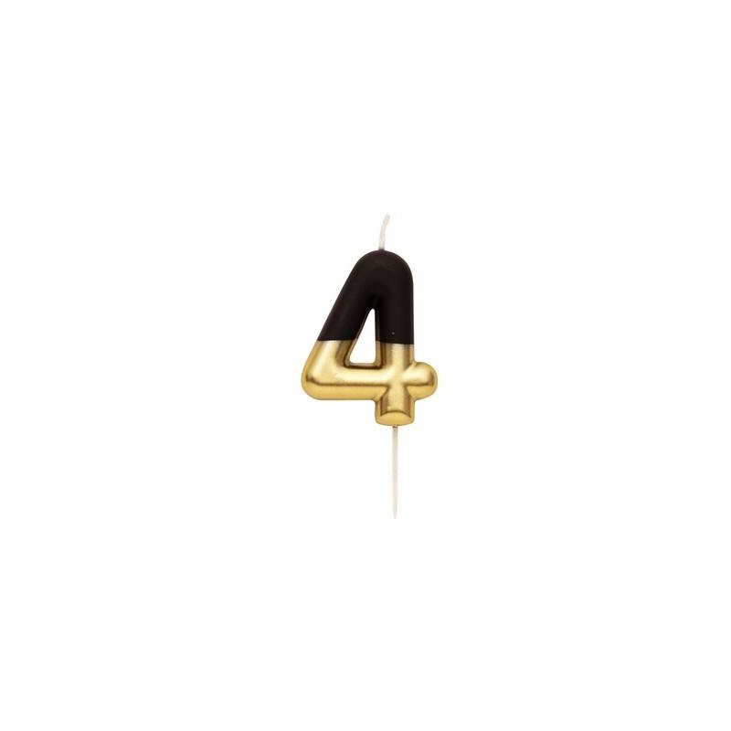CANDELINA NUMERO 4 NERO/ORO 10,5cm